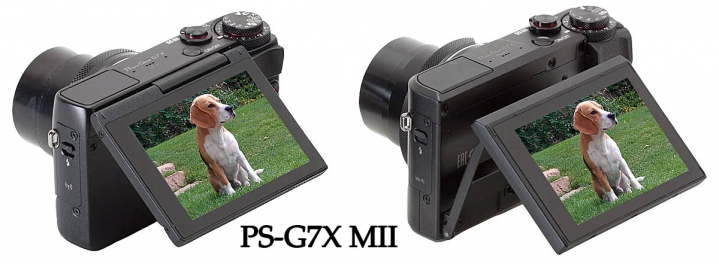 Canon PowerShot G7X MII: polohy zvednutého displeje