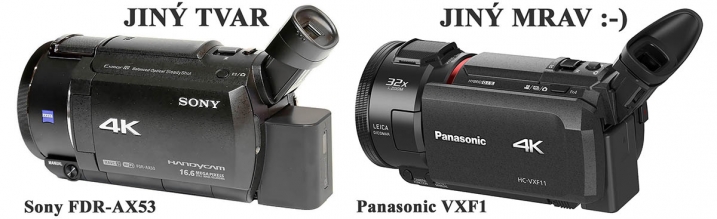 Videokamery Sony FDR-AX53  Panasonic HC-VXF1 zleva