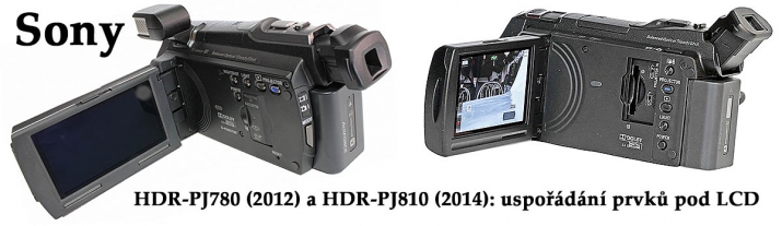 Srovnání prvků pod LCD: kamery Sony PJ780 a PJ810
