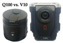 Srovnání vzhledů a velikostí: Sony QX100 a Canon V10 